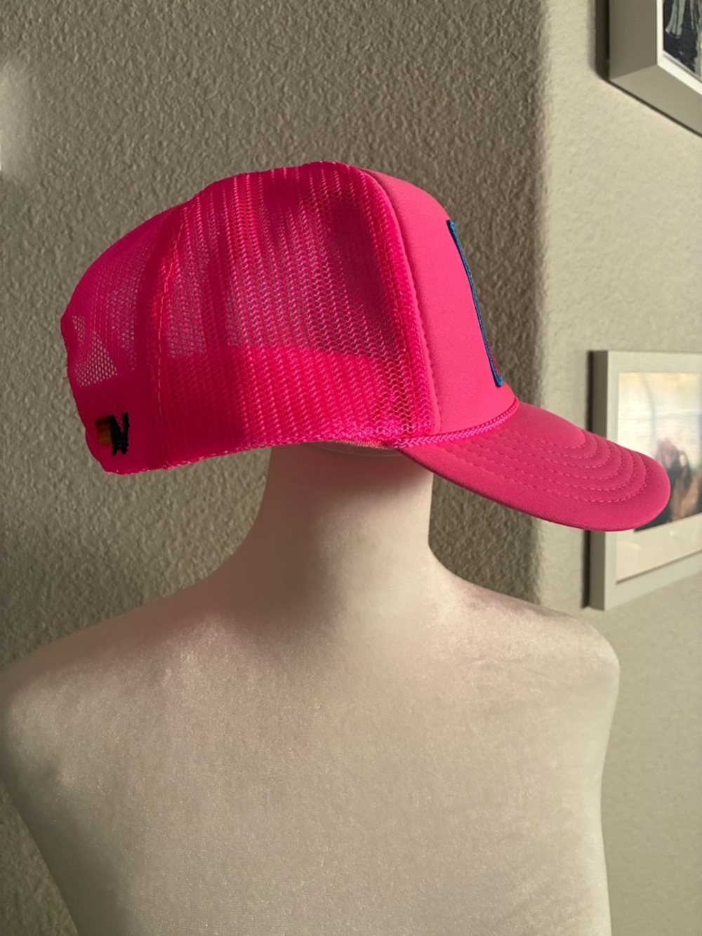 Aviator Nation Neon Pink Trucker Hat with Sunset Patch - Picture 5 of 8